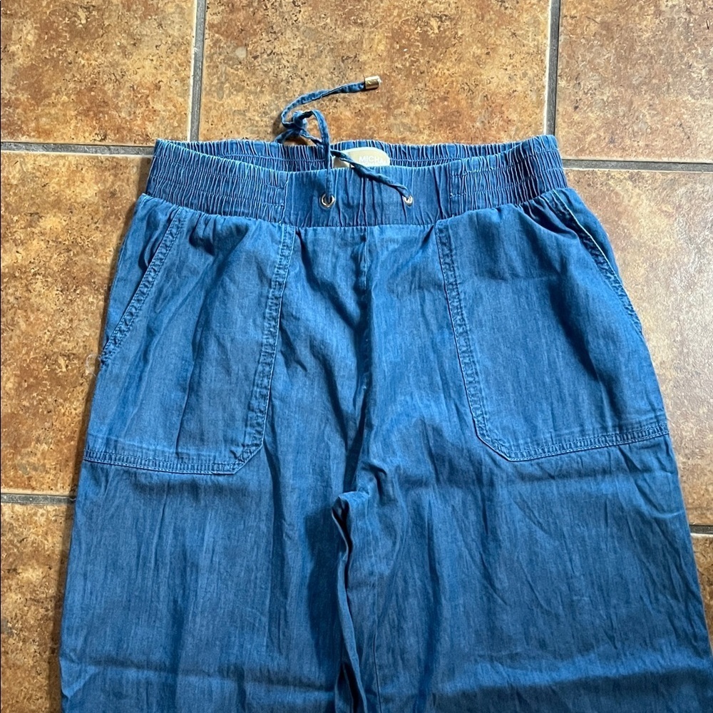 Micheal Kors Denim Chambray Soft Tie Waist Denim Size S/P - Picture 2 of 5